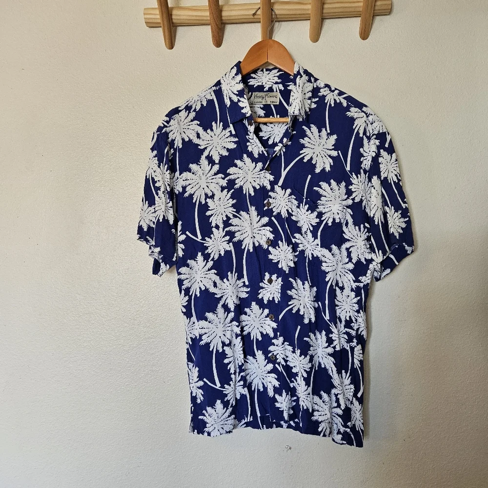 Kenny Flowers Blue Palm Limited Edition Button Down Cotton Hawaiian Shirt S - Picture 1 of 12
